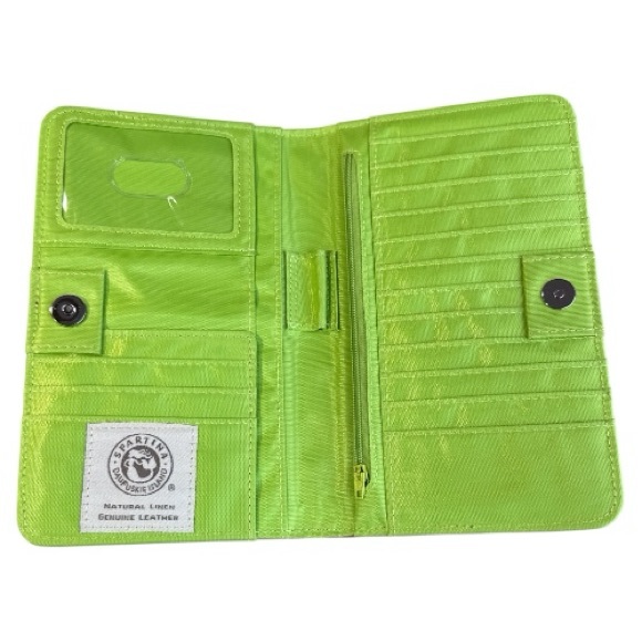 Spartina 449 High Ebb Snap Fold Natural Linen Genuine Leather Wallet - Picture 3 of 7